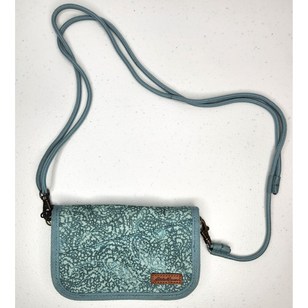 Eddie Bauer Mini Crossbody Travel Wallet Teal Green w/ Detachable Strap
